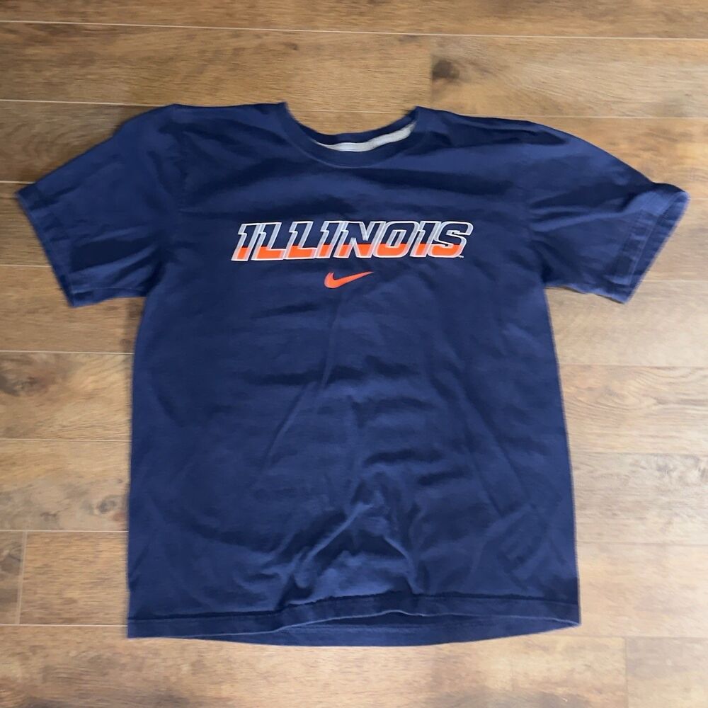 Nike University Illinois Illini Short Sleeve T-Shirt Size L Blue
